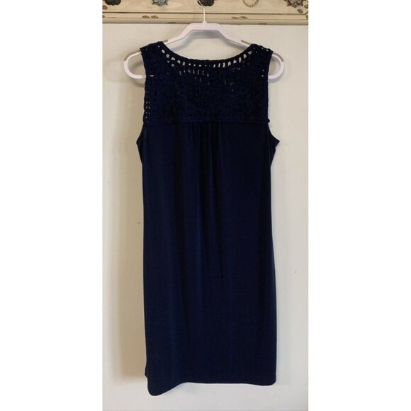 Laura Ashley Dress Blue Sleeveless White Pattern at Hem Size 1X - Picture 2 of 9